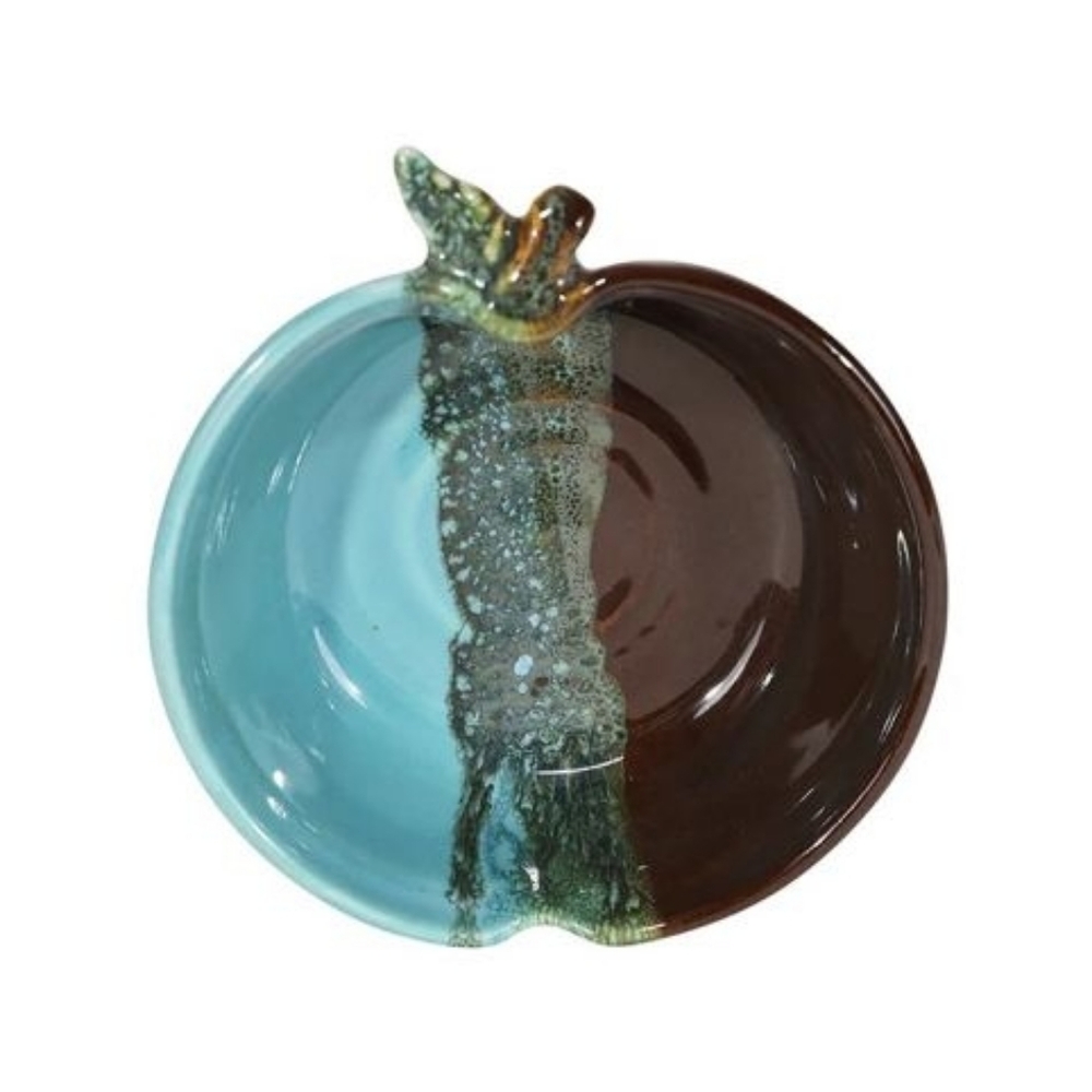 Neher Art Studio Ceramic Apple Bowl 9" Ocean Tide Signed 2018 Torte Recipe
